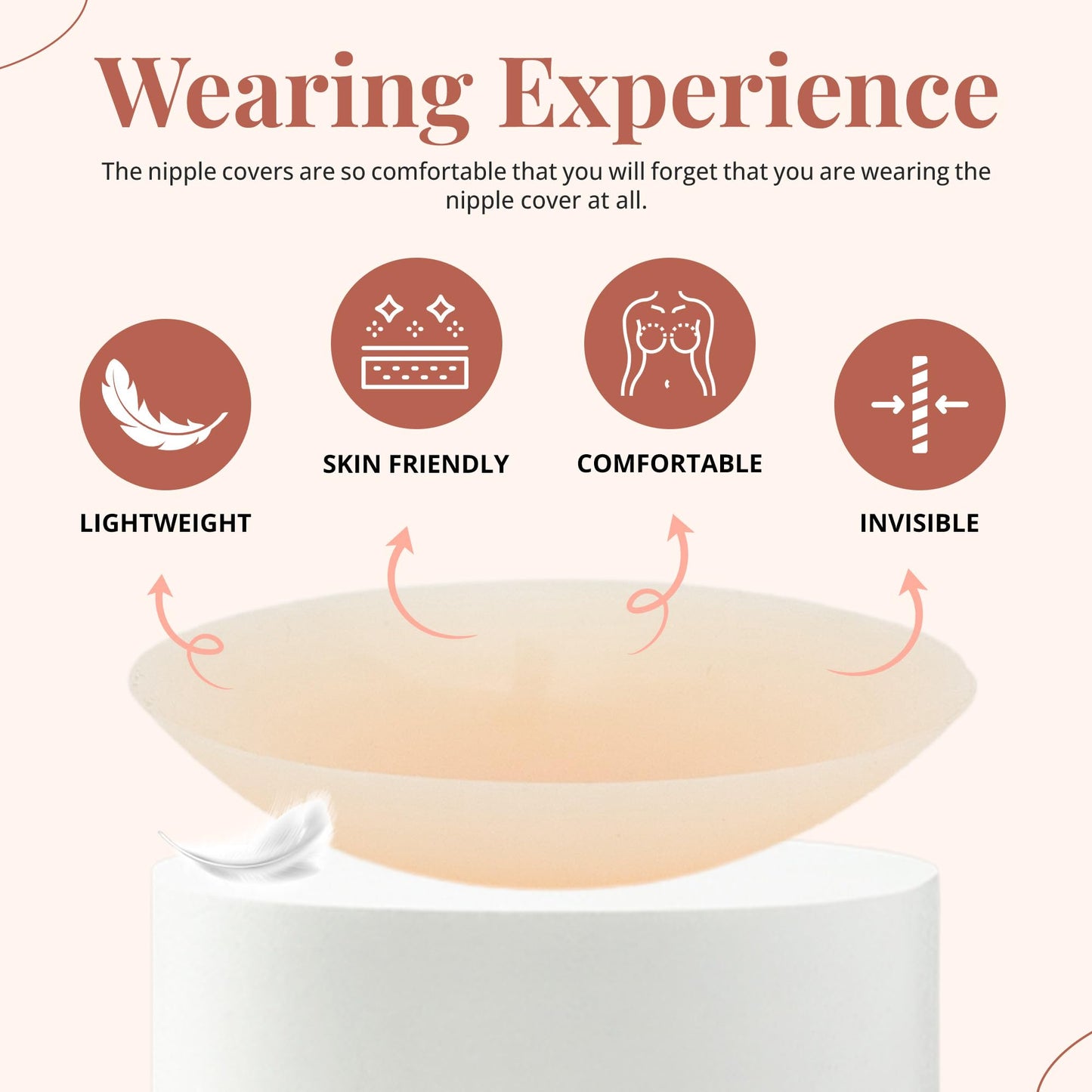 Dainty Girl Reusable Nipple Covers for Women – Creme 2 Pairs- Silicone Adhesive Pasties – Invisible No Show Breast Covers for Dresses – Waterproof, Skin-Friendly – Comes with Travel Box