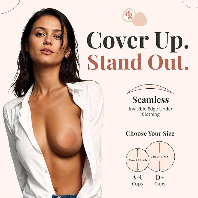 Dainty Girl Reusable Nipple Covers for Women – Caramel- 2 Pairs- Silicone Adhesive Pasties – Invisible No Show Breast Covers for Dresses – Waterproof, Skin-Friendly – Comes with Travel Box (Copy)