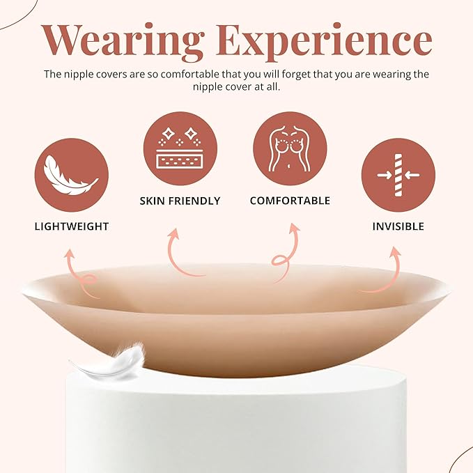 Dainty Girl Reusable Nipple Covers for Women – Caramel- 2 Pairs- Silicone Adhesive Pasties – Invisible No Show Breast Covers for Dresses – Waterproof, Skin-Friendly – Comes with Travel Box (Copy)