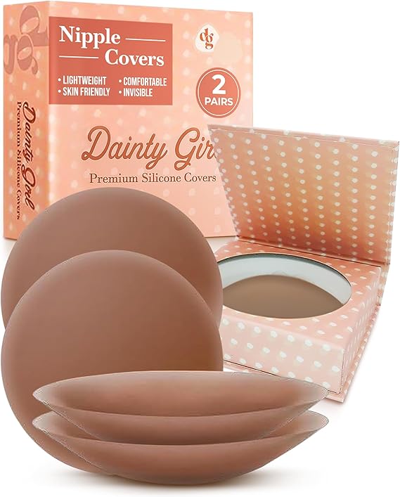 Dainty Girl Reusable Nipple Covers for Women – Coco- 2 Pairs- Silicone Adhesive Pasties – Invisible No Show Breast Covers for Dresses – Waterproof, Skin-Friendly – Comes with Travel Box (Copy) (Copy)