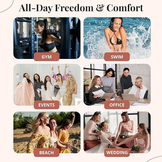 Dainty Girl Reusable Nipple Covers for Women – Coco- 2 Pairs- Silicone Adhesive Pasties – Invisible No Show Breast Covers for Dresses – Waterproof, Skin-Friendly – Comes with Travel Box